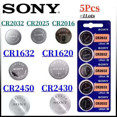 5Pcs SALE SONY CR2032 battery CR2025 CR2016 CR1632 CR1620 CR2450 CR2430 batteria CR 2032 CR 2025