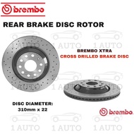 GENUINE BREMBO REAR BRAKE DISC ROTOR VW GOLF Mk6 2.0 R GOLF R