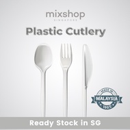 mixshop High Quality Disposable Plastic Food Cutlery, Plastic Spoon, Plastic Fork, Plastic Knife