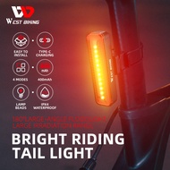 WEST BIKING Bike Tail Light Type-C Night Riding Highlight Tail Light Cycling Mountain Road Bike Warning Tail Light Bike Accessories