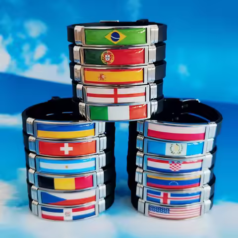 2024 Flag Bracelet Men Brazil Spain Portugal Venezuela Germany France Poland Canada Italy Leather Br