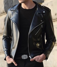 [Ready Stock] Mens Madscom High Quality Slim Fit PU Leather Biker Jacket / Jaket Kulit PU Motor Lelaki / 男士修身PU皮革仿皮骑车外套 (Wei Shop)