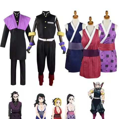 Anime Kimetsu No Yaiba Shinazugawa Genya Cosplay Costume Kisatsutai Team Uniform Shirt Pants Uzui Te