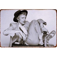 Vintage David Bowie Metal Sign Black & White Image Wall Decor Tin