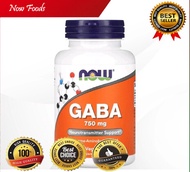 Now Foods Gamma-Aminobutyric Acid GABA 750mg 100 Veg Capsules - Neurotransmitter Support