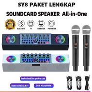 JA HOME KTV SPEAKER BLUETOOTH SY8 2MIC LIVE SOUNDCARD PORTABLE OUTDOOR