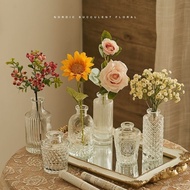 READY STOCK Transparent INS Style Flower Vase Decor Small Vase Bottle, Glass Vase, Glass Bottle Flow