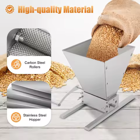 Manual Grain Mill Crusher 4L Large Capacity Barley Grain Grinder with 2 Aluminum Strips Rice Corn Gr