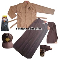 Girl's Elementary School Strap Scout School Uniform Set Long Sleeve Strap Scout Shirt Long Brown Ski