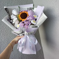 Crochet Sunflower Big Bouquet Tulip Handmade Surprise Birthday Gift Graduation Flower Bunga 钩织花束