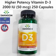 Vitamin D3 Higher Potency D-3 2000 IU (50 mcg) 250 Capsules-Swanson D3