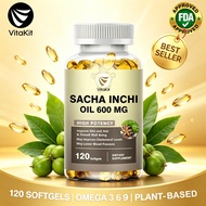 Sacha Inchi Oil 600mg 120 Softgels Omega 3 6 9 Supplement for Skin Hair Health & Antioxidant Support