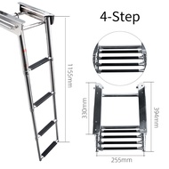 AndyMarine 4-Step Ladder Stainless Steel Under Platform Slide Mount Boat Boarding Telescoping Ladder