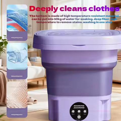 Mini Folding Portable Washing Machine 8L for Socks Underwear Bras Travel Home Retractable Compact Wa