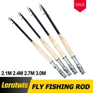 Popular Fly Fishing Portable Shrink Fly Rod Carbon Wooden Handle Fly Fishing Rod Lure Bass Dog Fishi