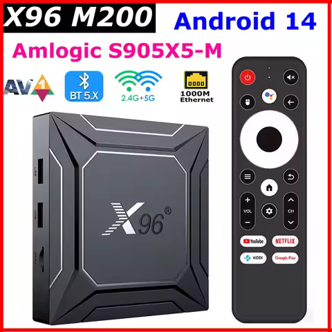 2025 All New Android 14 TV BOX X96 M200 6nm chipset Amlogic S905X5M 4GB 64GB 1000M LAN AV1 BT5.0 5G 