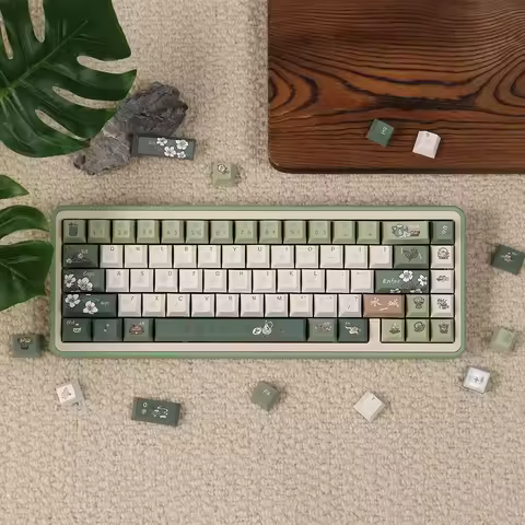 Retro Green Wangjiangnan Keycap 152 Key Pbt Thermal Sublimation Cherry Pbt Chinese Style Flower Ansi