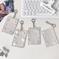 DELMER Photo Card Case, Protetion Cover with Keychain Acrylic Photocard Holder, Creative Cute Patter
