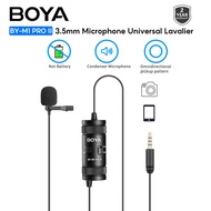 BOYA BY-M1 Pro II 3.5mm Lavalier Microphone For Mobile Phone PC Laptop Camera Wired Microphone 3.5mm TRS headphone to monitor the recording, Gain Switch For Recording Podcasting Audio Vlogging