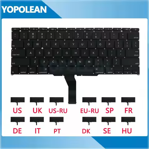 New A1465 Keyboard For Macbook Air 11" A1370 A1465 Keyboard US UK Russian Spain French 2011-2017 Yea