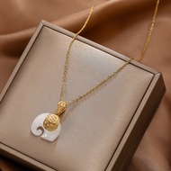 [Ready Stock] Chinese Style Imitation Jade Elephant Necklace Female Auspicious Fortune meaning Penda