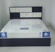 เตียงนอน 5/6 ฟุต  // ดีไซน์ทันสมัย ลายหิน หัวเตียงมีช่องเก็บของ รองรับน้ำหนักได้ถึง 300 กิโลไม่รวมที่นอน