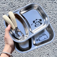 Stainless Steel Divided Tray For Cafeteria Thick Food Preparation Divider Children