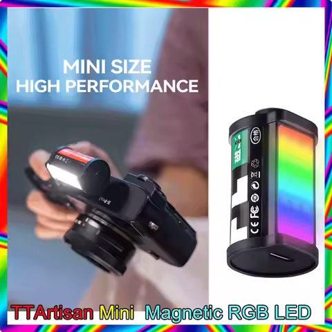 TTArtisan Mini Magnetic RGB LED Light 5W 300mAh on Camera Fill Light with Cold Shoe Mount for Photog
