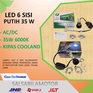 Lampu motor led beat fi karbu 6 sisi depan super terang 35w putih