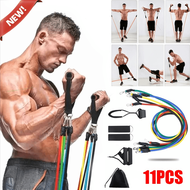 New Power Resistance Band 11 Pcs Set Tali Tarik Karet Gym Yoga Fitness Alat Olahraga Chest Shoulder