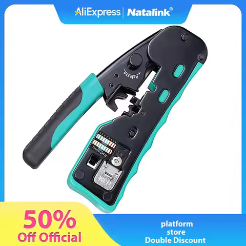 Natalink Pass Through RJ45 Crimp Tool Cat5e Cat6 Cat6a Cat7 Crimping Tool for RJ11/RJ12 Standard, RJ