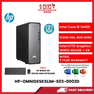 HP-OMNIDESKSLIM-S03-0002D-INTELCOREI5-14400,8GBR5,512GBSSD,INTELH770,W11HOME,3YRS,H&S