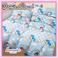 KATUN Bed Sheet/TAIWAN Cotton Bed Sheet/CVC Smooth Doraemon rainbow pastel Blue grid checker Box Cute Children's Cartoon Character [LOVENDER BEDSHEET]