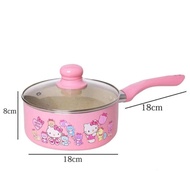 Hello kitty/Melody 可爱卡通不粘锅  (18cm)🌹1个锅~和1个玻璃盖 Baby food pot#Noodle Pot#Cute Carton non-stick(18cm)