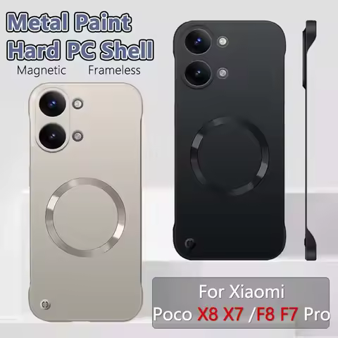 Metal Paint Magnetic Frameless Case For Xiaomi Poco X8 X7 X6 F8 F7 F6 Pro Max 5G Ultra Thin Heat Dis