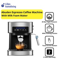 ABUDEN Espresso Machine 20 Bar Espresso Coffee Machine Coffee Maker Stainless Steel Milk Foam Maker 