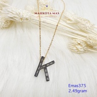 Kalung emas UBS alphabold inisial K kadar 375