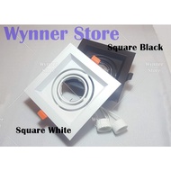 Designer Eyeball Casing Set with GU10 Single Holder Designer White Casing Square Shape Lampu Effect (EB-1H/GU10-SQ-WH)