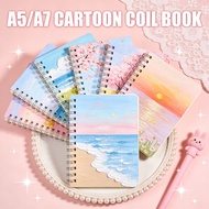 A5 Cartoon Coil Notebook Spiral Landscape aesthetic notepad Student Office school supplies wholesale