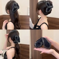 Niche Design Sense Leaf Wheat Ear Shark Clip Flashing Diamond Temperament Back Head Clip Large Hair 