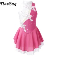 Kids Girls Sequin Figure Ice Skating Dress Rhinestone Floral Ballet Gymnastics Leotard Dancewear Com