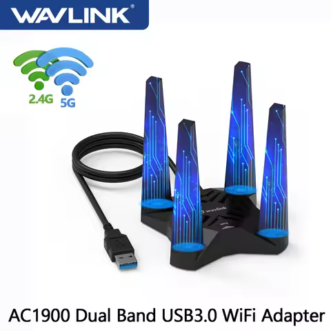 Wavlink AX1800/AC1900 Dual Band 2.4G&5G USB 3.0 WiFi Dongle USB WiFi Adapter 4X3dBi External High Ga