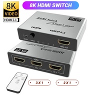 8K 60Hz HDMI Switch 3x1 HDMI 2.1 Switcher 2 In 1 Out 4K 120Hz 3x1 HDMI Switch 2x1 HDR High Speed 48Gbps for PS5 Xbox PC Monitors