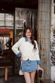 C65 Ladies jacket ( เสื้อแจ็คเก็ตขนนุ่มคอปกยีนส์ )