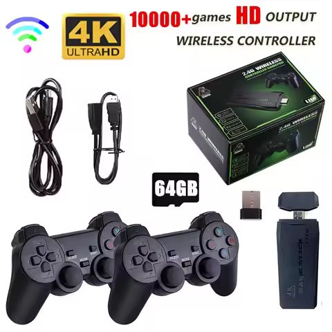 Video Game Console 2.4G Double Wireless Controller Game Stick 4K 10000 Games 64 32GB Retro Games for