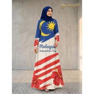 Merdeka 2026 Robes - Round Collar, Long Sleeves, Glamorous Print | Perfect for August 31st Celebrati