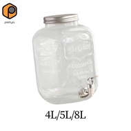 [prettyia] Glass Drink Dispenser Water Dispenser Lemonade Jar with Lid Glass Beverage