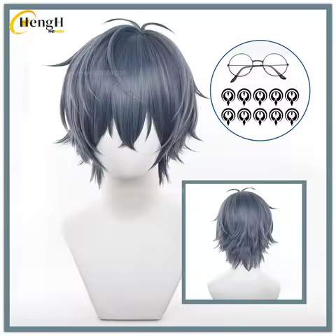 Anime Xavier Synthetic Hair Short 30cm Grey Blue Cosplay Anime Wig Liu Xiao Heat Resistant Hair Hall