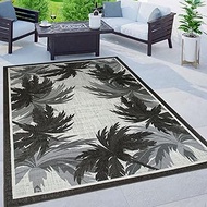 Rugshop Tropical Floral Border Non-Shedding Outdoor Rugs for Deck,Patio,Backyard Indoor/Outdoor Area