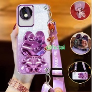 Phone Case Lanyard vivo y02 y02t y02a phone case luxury Beauty mirror cartoon bracket protection sho